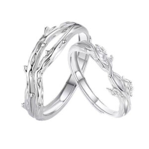 Entwined Thorn Branch Couple Rings
