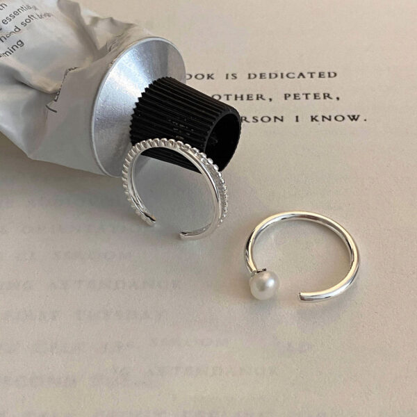 Minimalist Pearl Open Ring - Image 2