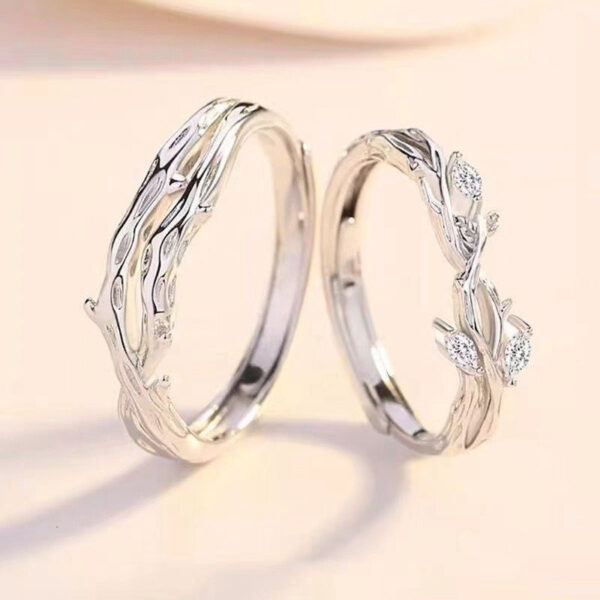 Entwined Thorn Branch Couple Rings - Image 2