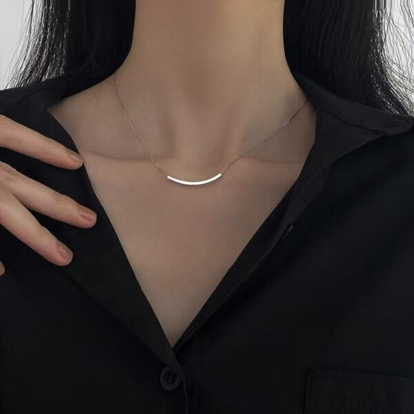 Minimalist Silver-Plated Smile Necklace - Image 2
